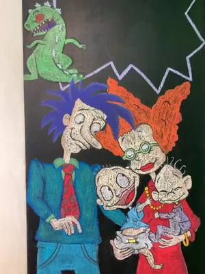 A post by @artbyluis on TikTok caption: Chalkboard Art✍🏼 #art #artist #chalkboard #chalkart #rugrats #cartoon