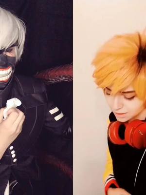 A post by @evergreenfury on TikTok caption: #duet with @sugøinea HIDEEEEE I’m sorry 😩 #tokyoghoul #hide #kaneki #kenkaneki #cosplay #foryou