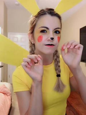 A post by @kitkat_wild on TikTok caption: That's all for this electric mouse #pokemon 🐁⚡️ #byebye #pikachu #pikachucosplay #cute #yellow