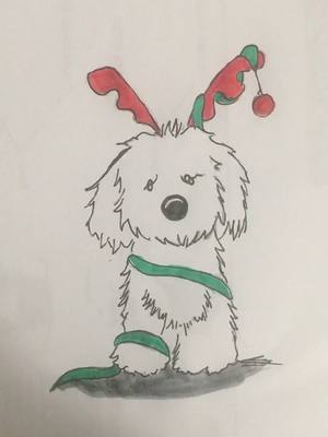 A post by @lanoidraws on TikTok caption: Comment your dogs name! #tiktokpartner #dog #christmas #drawing