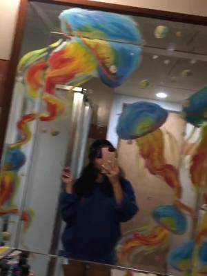 A post by @crappyncrafty on TikTok caption: day five of confinement #art#artistsoftiktok#jellyfish#mirrorpainting#guam#fyp