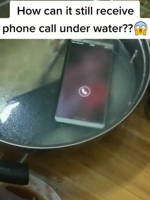 A post by @wishemily on TikTok caption: Do u believe that the mobile can receive phone call under water???😱😱😱#waterproof #foryou #cellphone #iphone #challenge #happyathome