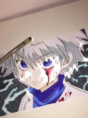 A post by @haruhikaay on TikTok caption: killua draft⚡️💙i am selling my art if anyone would like to buy :) #killua #hunterxhunter #anime #drawing #art  #animedrawings #fyp #xyzbca