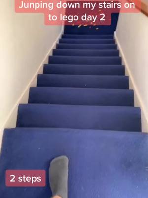 A post by @deanerygreenery on TikTok caption: Day 3 is gonna hurt.                                             #foryoupage #foryou #fyp #stairs #jump #lego #ouch