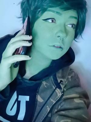 A post by @kute.kitten.cos on TikTok caption: Busted...😅 My first time tryna cosplay him  #beastboy #beastboycosplay #teentitanscosplay #titanscosplay #teentitans