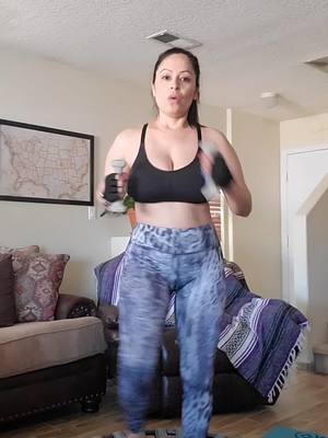 A post by @lizethruiz30 on TikTok caption: #indoorworkout #latina #selfquarantine #trampolineworkout  #bailandosequitaelestres #havefun