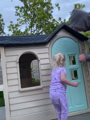 A post by @aarondamm on TikTok caption: When your wife paints your daughter’s little tykes house, but you want to make sure she at least knows how to make room entries. #daughter #police