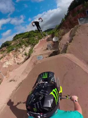 A post by @velotutti on TikTok caption: @fredrikssonmax & @sampilgrimmtb POV @audinines | #mtb #bike #slopestylemtb #gopro #pov #backflip | 🎥 @audinines