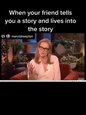 A post by @funnyjokes016 on TikTok caption: #merylstreeptellsastory ##😂😂😂😂 #theellenshow