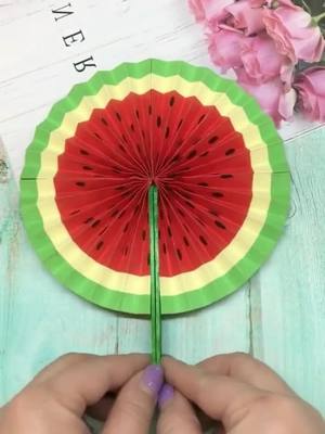 A post by @michellesales02 on TikTok caption: Summer is coming, Fan or Watermelon 🍉🍉🍉 #DIY #tiktokdiy #foryou #origami #origamitutorial