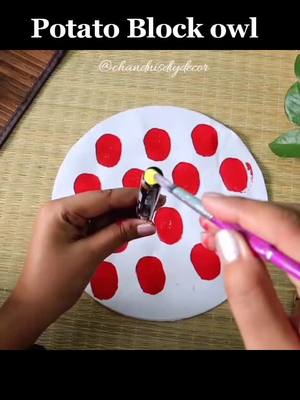 A post by @chandnisdiydecor on TikTok caption: potato block painting for kids ❤    #homedecor #indiantiktok #youtubechannel #painting #stayathome #DIY #diyproject #foryoupage #cddecor