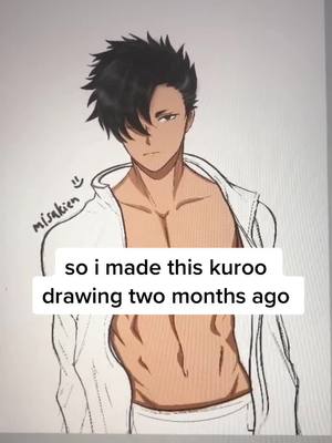 A post by @misakien on TikTok caption: what do y'all think 🥺 #fyp #foryoupage #foryou #anime #kuroo #kurootetsurou #haikyuu #volleyball #art #fanart #haikyuuart #progress #artprogress