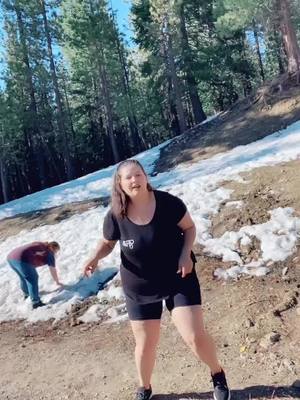 A post by @mariacurbeloo on TikTok caption: Went on a hike on top of a mountain 🏔 and found snow❄️!!!!! ⚠️ Wait for it #gotthisforyou #fyp #Outdoors