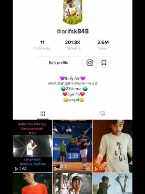 A post by @arifsk848 on TikTok caption: #300kfam  complete thank  i love you all 🙏🏻🙏🏻🙏🏻❤❤#howrah_team15