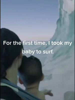 A post by @tipspocket on TikTok caption: For the first time, I took my baby to surf.  #surf #funnyvideos #funnymoments #baby