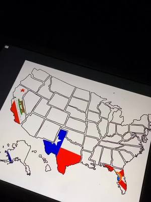 A post by @mariacurbeloo on TikTok caption: Day 4 of filling in the USA map with each states flag what would you like to see next? #procreate #newmexico #dinoday