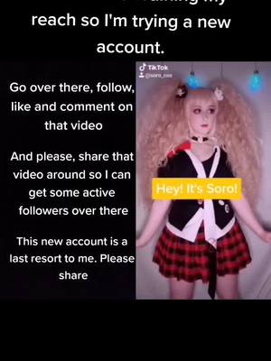 A post by @soro_cos_moved on TikTok caption: @soro__cos New account for a fresh start!! #xyzbca #tiktok #fyp #danganronpa #junko #junkocosplay #junkoenoshima