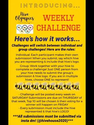 A post by @hivehouse2020 on TikTok caption: As SO many of you requested, the #hiveolympics is back, but with weekly challenges!🐝 Make sure to add our snap for more updates:) #bees #upcycling