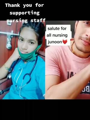 A post by @brainy_girl_143puppy on TikTok caption: #duet with @mahadev_child thank you for supporting nursing staff, koi tao support kiya❤❤🙏💕