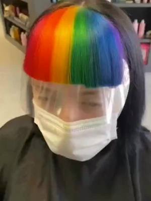 A post by @hair_love95 on TikTok caption: Beautiful rainbow hair😁#hair #girl #hairtutorial #haircolor #hairart