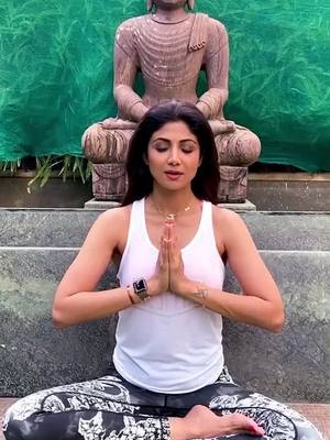 A post by @theshilpashetty on TikTok caption: Asato Ma Sad-Gamaya |Tamaso Ma Jyotir-Gamaya |Mrityor Ma Amritam-Gamaya |Om Shanti Shanti Shanti hi ||🧘🏻‍♀️#InternationalYogaDay #hargharyoga