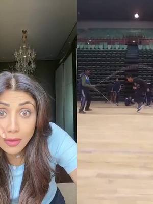 A post by @theshilpashetty on TikTok caption: #duet with @akashskipper Wow! Kitna talent hai hamare desh mein.. #fitindia #skipping #inspiration #fyp #fitness