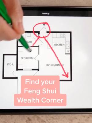 A post by @fengshuimom on TikTok caption: If your front door is here 👆 find your #wealthcorner #fengshui #LearnOnTikTok #fengshuimom