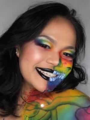 A post by @crappyncrafty on TikTok caption: I tried to recreate @the_wigs_and_makeup_manager ‘s makeup on @jamescharles for pride month :) 🏳️‍🌈 #fyp#guam#makeup#jamescharles