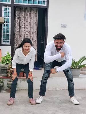 A post by @monsterdurgesh on TikTok caption: Comment karke btao kisko copy kra hai ❤️❤️😂 #miyabiwi #tiktokindia #funny #punjabisong #viral #foryou