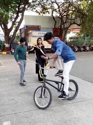 A post by @yusufbmx on TikTok caption: Beech raste mei chalne ki galti @baloch_bushra @irfan_bmx #bmx #bmxboy #bmxyusuf #sports #yusufbmx #professionalrider #tiktokindia