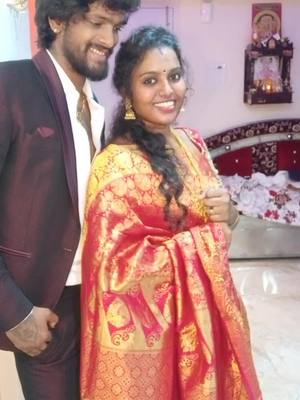 A post by @nandiniarundev on TikTok caption: 💓💓💓#trending❤️ #hubbywifey #marriedlife #hubby #luv #tamilponnu