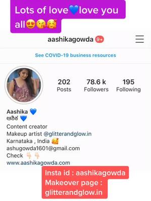 A post by @aashikagowda on TikTok caption: I vl be super active on instagram 💙 follow me there for more updates #aashikagowda