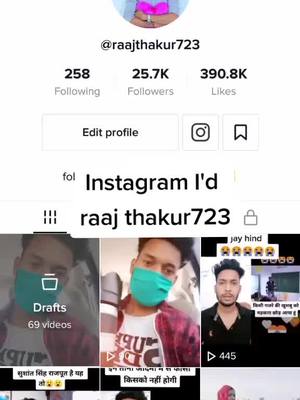 A post by @raajthakur723 on TikTok caption: follow my Instagram🙏🙏