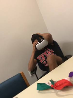 A post by @mr.ragerrrrr on TikTok caption: Scary VR during Study table😂 WATCH TIL END. #Scary #VR #studying #college #library #fyp