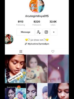 A post by @cutegirldivya015 on TikTok caption: My tik tok id is come back😍😍🎉🎉🎉🎉😊😊😊😊😊😊