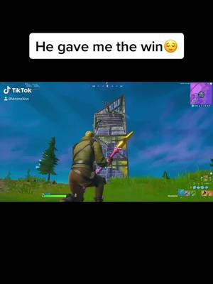 A post by @rocksfnx on TikTok caption: He gave me the win #streamer #streaming #gaming #fortnite