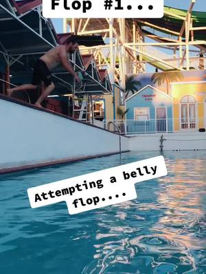 A post by @garrettpenney on TikTok caption: @sethesquire trying to belly flop....which one is better? #fyp #water #pool #bellyflop  #Summer #ouch