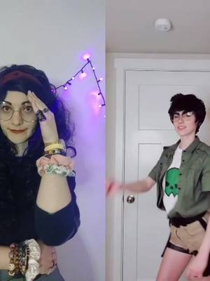 A post by @k4rmagician on TikTok caption: Grandpa, nO-@iciclesthecat #homestuck #homestuckcosplay #jadeharley #jadeharleycosplay #jakeenglish #jakeenglishcosplay #betakids #alphakids