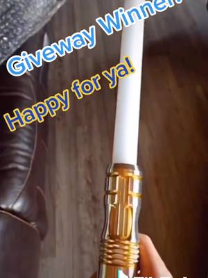 A post by @hellothere.obi on TikTok caption: @james_orshawn Mom approves!Happy for ya! #starwars #lightsaber #giveaway #winner #BiggestFan #fyp