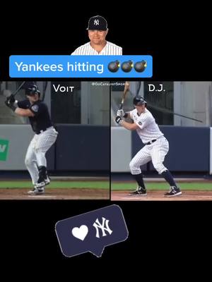 A post by @catalystbaseball on TikTok caption: Whose swing do you like more? #baseball #yankees #newyorkyankees #newyorkbaseball #yankeesbaseball #djlemahieu #lukevoit #MLB