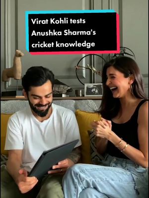 A post by @espncricinfo on TikTok caption: Virat Kohli tests Anushka Sharma on her cricket knowledge 😁 (📹 virat.kohli/Instagram) #cricket #viratkohli