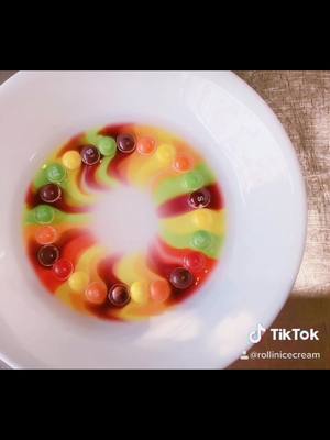 A post by @rollinicecream on TikTok caption: Skittles Rolled Ice Cream! #asmr #oddlysatisfying #satisfying #rolledicecream #WelcomeWeek #PerfectAsIAm #foryou #foryoupage #fyp #yum #food #dessert