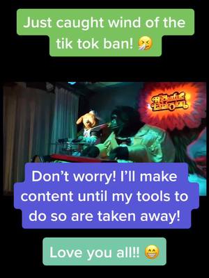 A post by @.animatronic on TikTok caption: Love you all! #rockafire #therockafire #tiktok #tiktokban #riptiktok #chuckecheese #showbizpizza #showbiz #showbizpizza #animatronics #wellmakeit