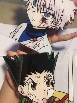 A post by @youngjaegod on TikTok caption: it was hard to ship these out bc they were so cute😡😡 #anime #hxh #hunterxhunter #killua #gon #painting