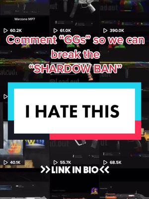 A post by @load.out on TikTok caption: LETS BREAK THIS SHADOW BAN 🙅‍♂️😭 I WANNA GET BACK TO POSTING #callofduty #shadowbanned #warzone #WorldPeace #callofdutycoldwar #4u #helpthisgoviral