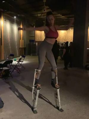 A post by @roxyrose_thefirequeen on TikTok caption: Noodle #training #stilts #noodle