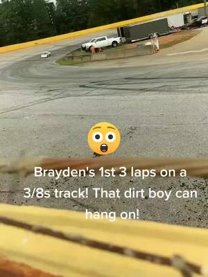 A post by @braydenmonteith00 on TikTok caption: Brayden Monteith 8yr old Bandolero driver. First 3 laps on a 3/8s big track at Anderson Motor Speedway! #bandolero #racing #nascar #work #fyp