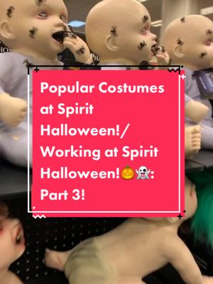 A post by @kaileebear101 on TikTok caption: Popular Costumes at @spirithalloween Part: 4!🎃👻 #Halloween #fyp #foryoupage #spooky #friends #strangerthings #anime #babies #spirithalloween #work