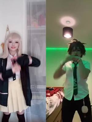 A post by @mooloooooo on TikTok caption: #duet with @cassiopeia.cos we do be dancing 😌 #chiakinanami #hajimehinata #danganronpa