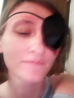 A post by @pineappletouya on TikTok caption: I now only have strong eye. my life is now that of a pirate or an off brand names bond villain #eyeball  #accomadativespasms #pirate #yarr #arr